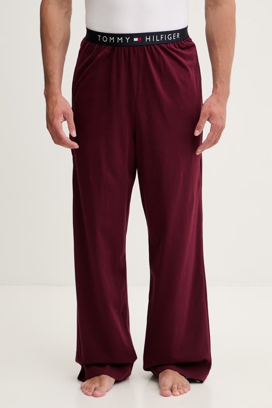 Tommy Hilfiger pyžamové kalhoty pánské bavlněné s elastanem burgundské UM0UM03654