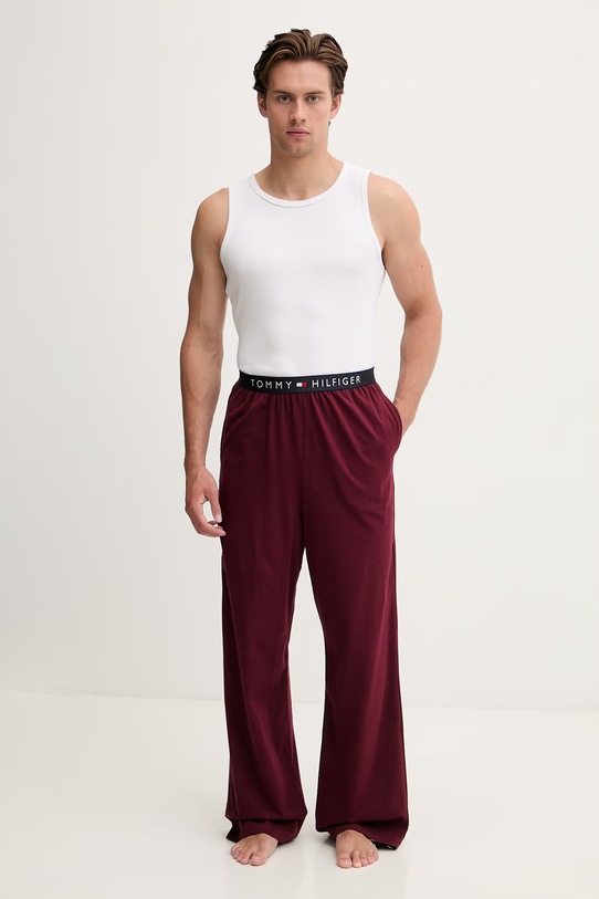 Tommy Hilfiger pyžamové kalhoty pánské bavlněné s elastanem UM0UM03654 burgundské SS26
