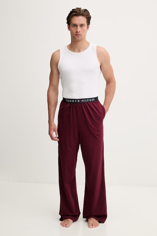 Tommy Hilfiger pyžamové kalhoty pánské bavlněné s elastanem UM0UM03654 burgundské SS26