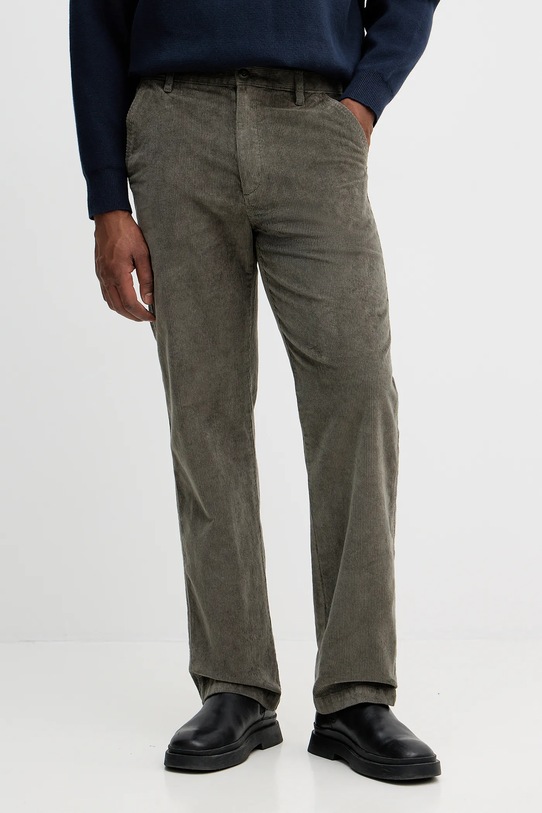 Calvin Klein Jeans spodnie sztruksowe z elastanem zielony LV04RD605G