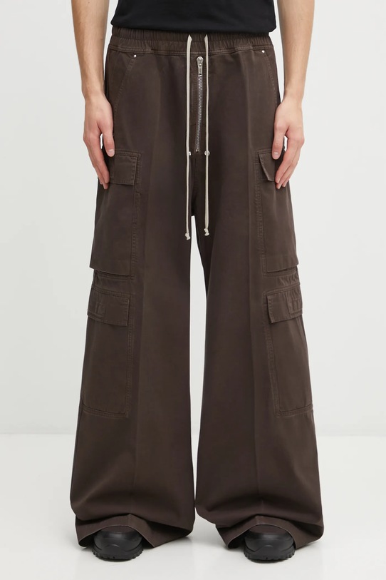 Rick Owens DRKSHDW spodnie Double Cargo Jumbo Belas gładkie brązowy DU02E7398.TW