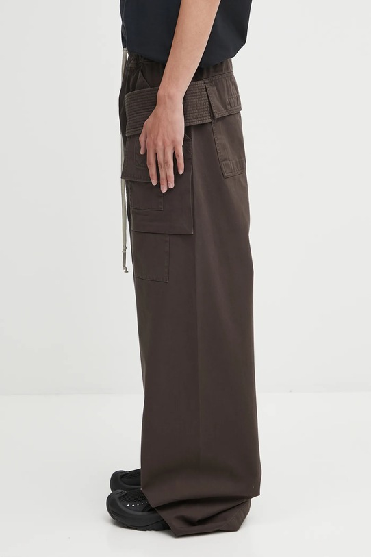 Rick Owens DRKSHDW spodnie bawełniane Creatch Wide Cargo Drawstring DU02E7394.TW brązowy AW25