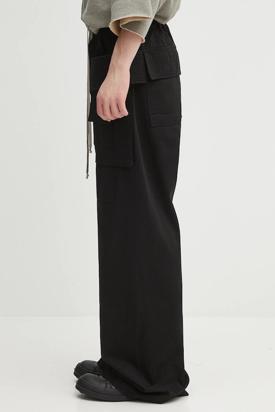 Rick Owens DRKSHDW spodnie bawełniane Creatch Wide Cargo Drawstring DU02E7394.TW czarny AW25