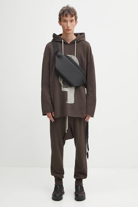 Rick Owens DRKSHDW pantaloni tuta di cotone Prisoner Drawstring marrone DU02E7395.RIG