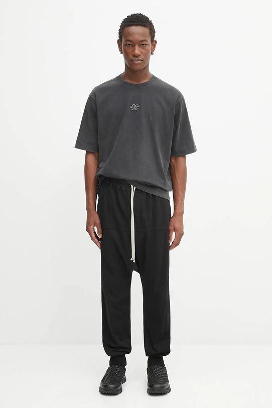 Rick Owens DRKSHDW spodnie dresowe bawełniane Prisoner Drawstring DU02E7395.RIG czarny