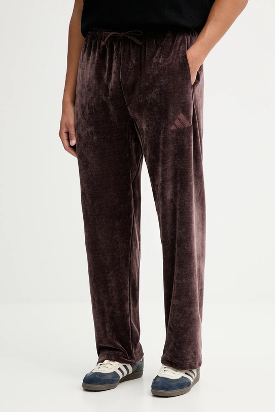 adidas spodnie dresowe All Szn Luxe welur brązowy JL6571