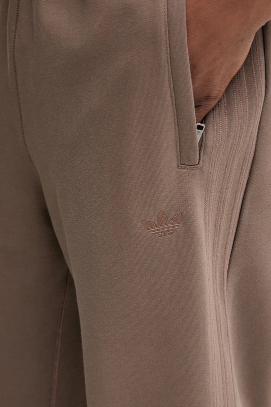 adidas Originals spodnie dresowe bawełniane Ess Wide Pt brązowy JW1046