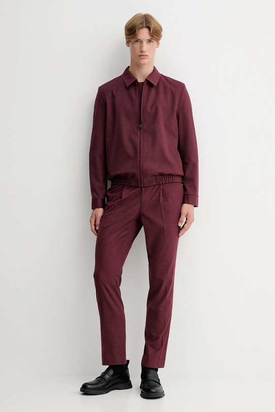 Vlnené nohavice HUGO 50547312 burgundské AW25