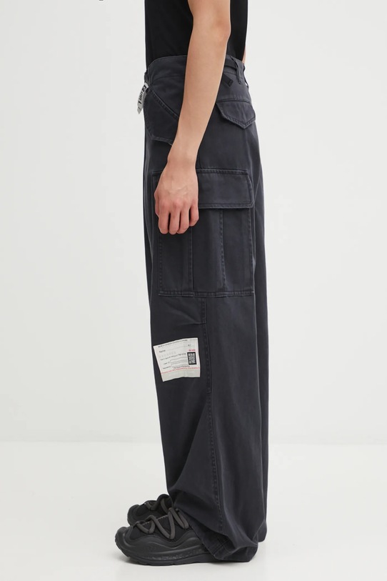 Maison MIHARA YASUHIRO spodnie bawełniane HUGE LAYERED A15PT056 czarny AW25