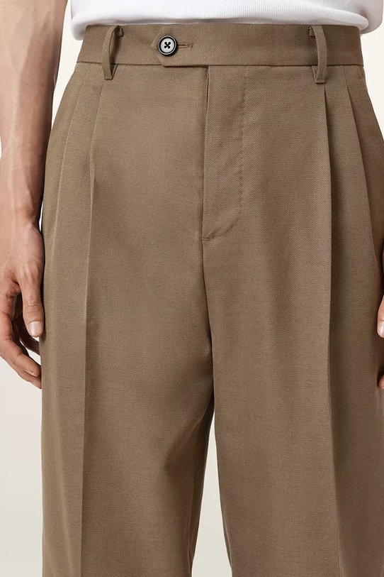 Îmbrăcăminte AllSaints pantaloni cu lână TALLIS M021TD maro