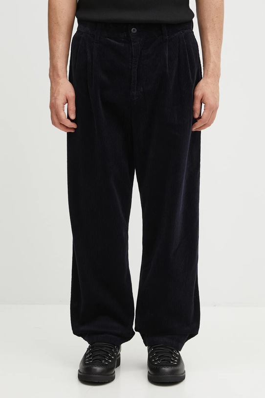Carhartt WIP spodnie sztruksowe Evan Pant gładkie granatowy I033757.1C02