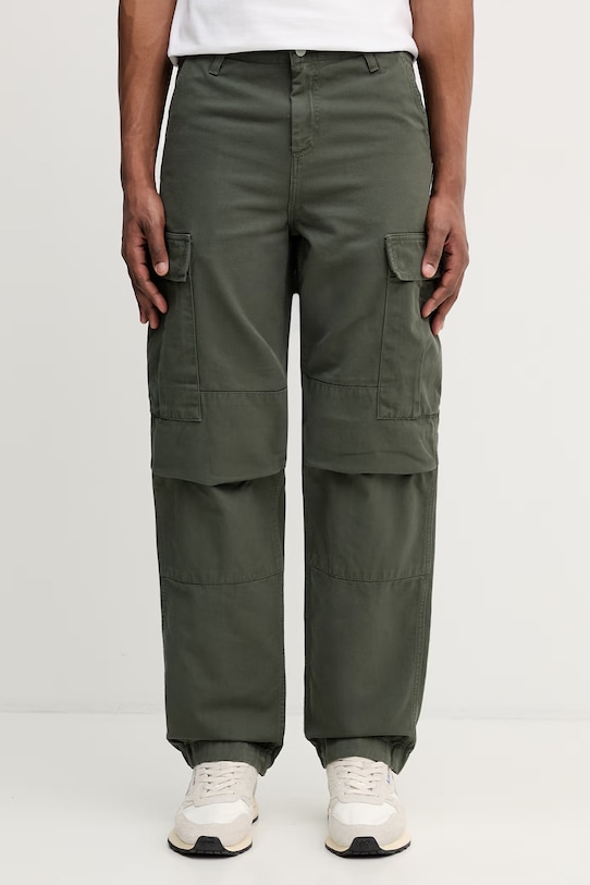 Carhartt WIP pantaloni de bumbac Regular Cargo Pant uni verde I030475.2ZXGD