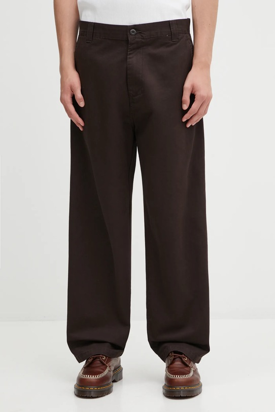 Carhartt WIP spodnie bawełniane Brady Pant gładkie brązowy I035655.4706