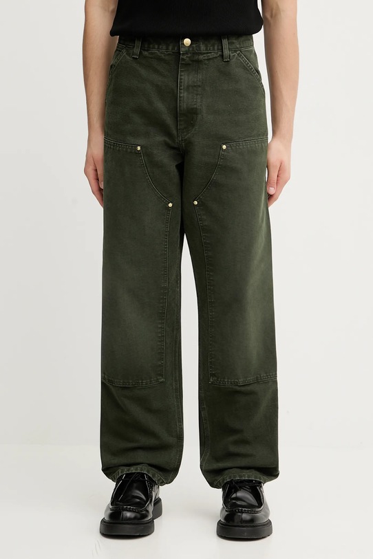 Carhartt WIP spodnie bawełniane Double Knee Pant gładkie zielony I034796.494O