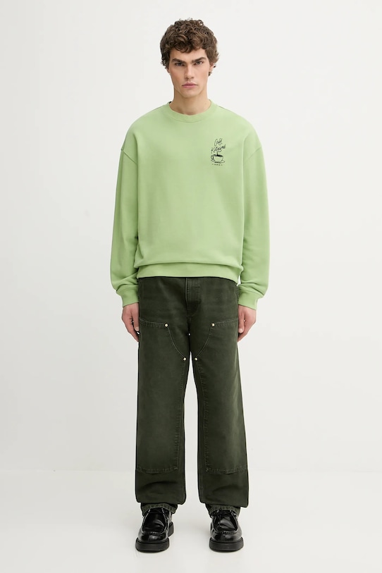 Carhartt WIP pantaloni de bumbac Double Knee Pant I034796.494O verde