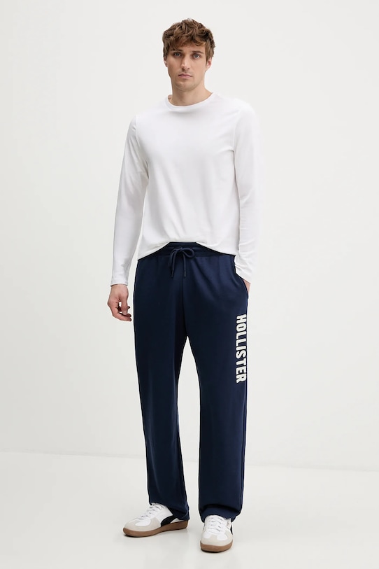 Βαμβακερό παντελόνι Hollister Co. KI334.5170.200 σκούρο μπλε AW25