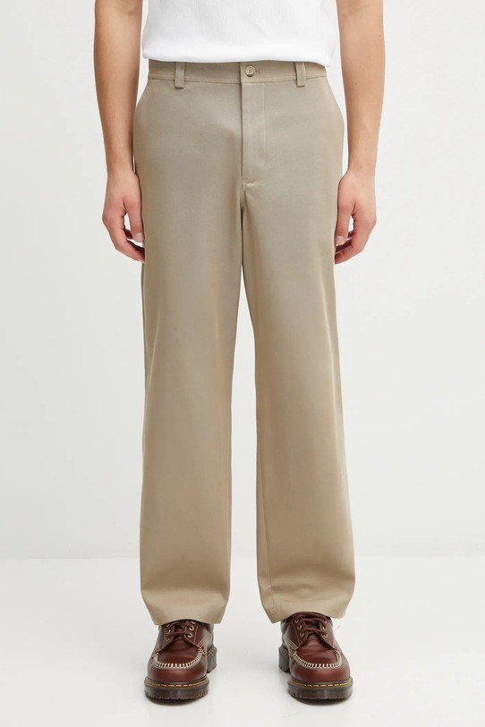 Maison Kitsuné spodnie bawełniane Relaxed gładkie beżowy PM01119WW9028