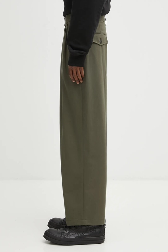 Maison Kitsuné cotton trousers Relaxed Pleated PM01125WW9043 green AW25