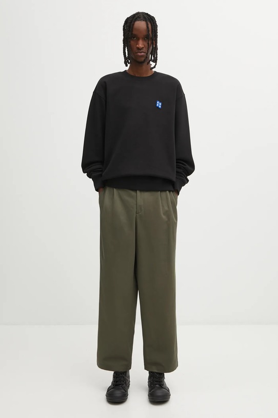 Maison Kitsuné spodnie bawełniane Relaxed Pleated zielony PM01125WW9043