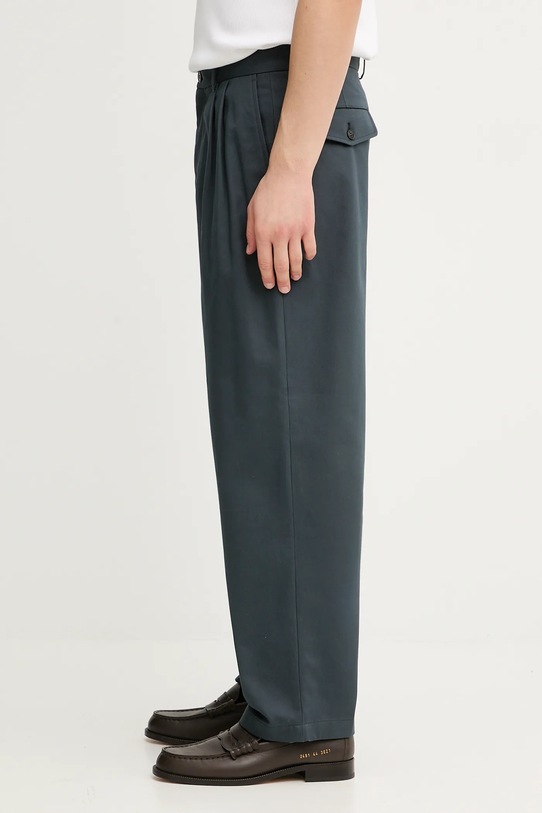 Хлопковые брюки Maison Kitsuné Relaxed Pleated PM01125WW9043 серый AW25