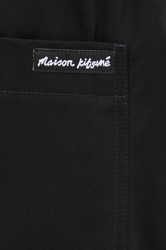 Maison Kitsuné spodnie bawełniane Cropped Pleated czarny PM01123WT3019