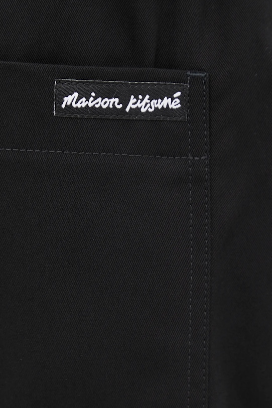 Maison Kitsuné cotton trousers Cropped Pleated black PM01123WT3019