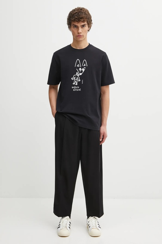 Maison Kitsuné cotton trousers Cropped Pleated PM01123WT3019 black