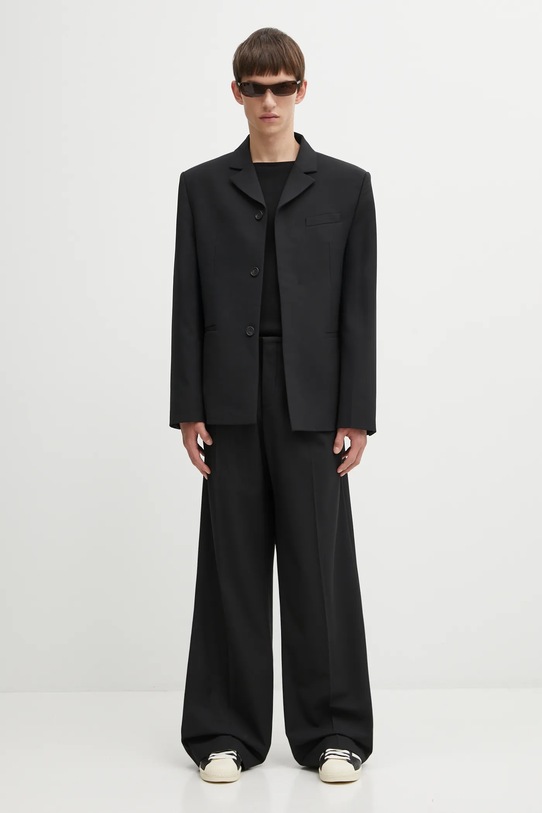 032C spodnie z dodatkiem wełny Wide Leg Suit F25.MRW.0903.000 czarny