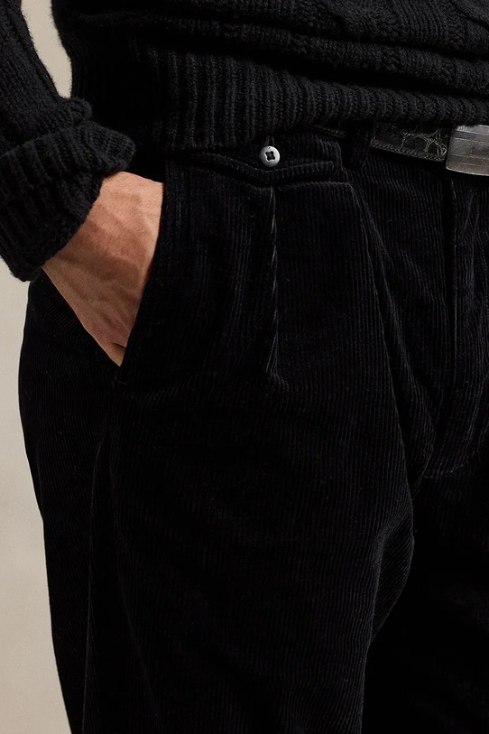 Hlače iz rebrastega žameta Polo Ralph Lauren 42.2 8W CORDUROY črna 710882543014