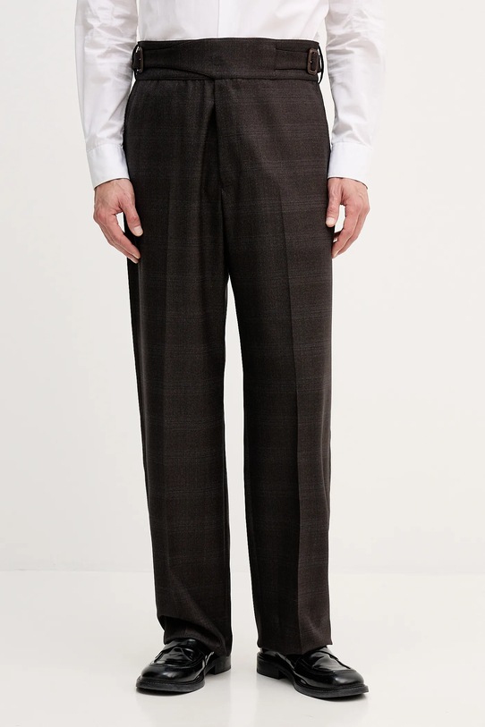 Emporio Armani spodnie wełniane tkanina szary EM004009.TE182704