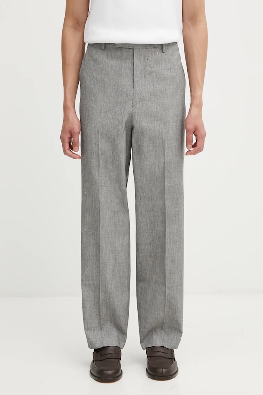 Visvim gyapjú nadrág WIDE SLACKS SANTOME apró mintás fekete 125205008015