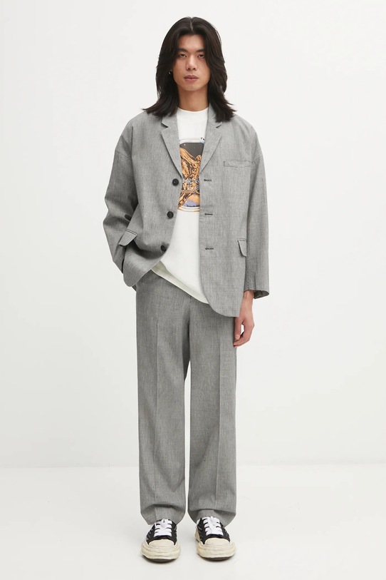 Visvim spodnie z dodatkiem wełny WIDE SLACKS SANTOME 125205008015 czarny