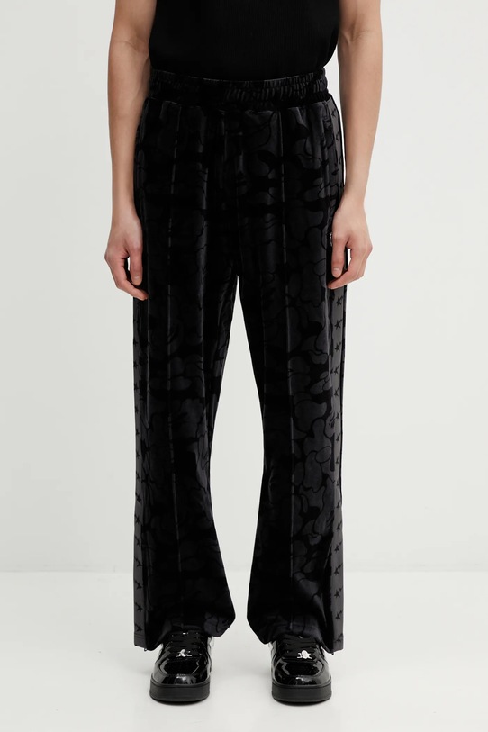 A Bathing Ape spodnie dresowe welurowe Solid Camo Metal One Point dzianina czarny 001PTL801316M