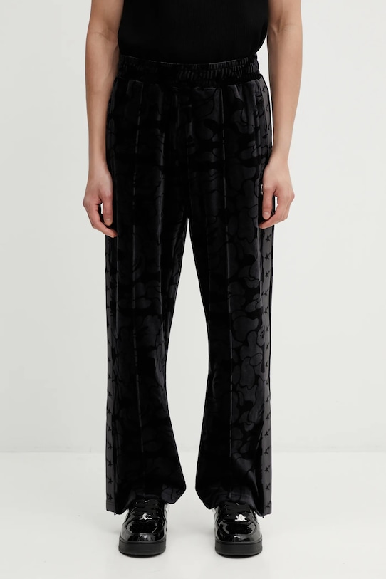 Velúrové tepláky A Bathing Ape Solid Camo Metal One Point zamat čierna 001PTL801316M