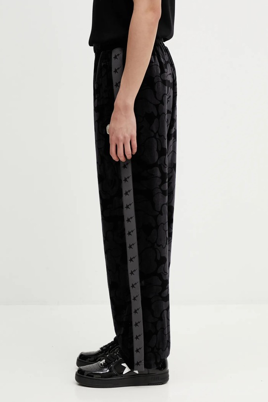 A Bathing Ape spodnie dresowe welurowe Solid Camo Metal One Point 001PTL801316M czarny AW25