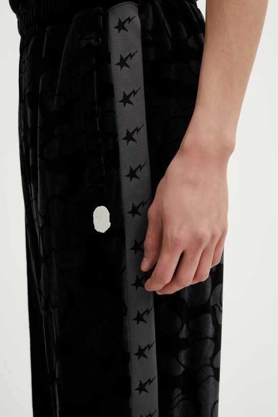 A Bathing Ape spodnie dresowe welurowe Solid Camo Metal One Point czarny 001PTL801316M