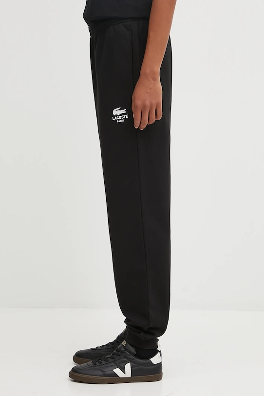Βαμβακερό παντελόνι Lacoste XH2724 μαύρο AW25