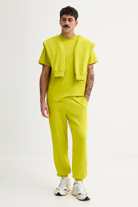 Pangaia spodnie dresowe bawełniane zielony 10000295.