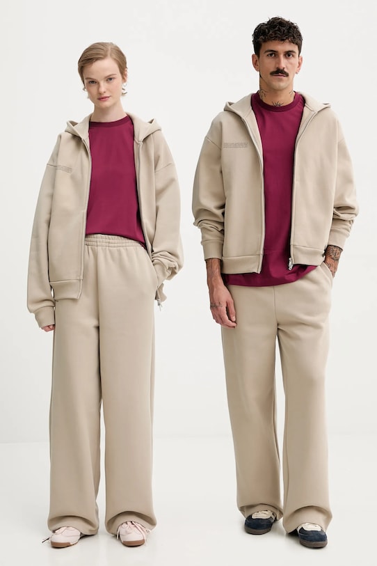 Pangaia spodnie dresowe bawełniane bawełna beżowy 10002676.