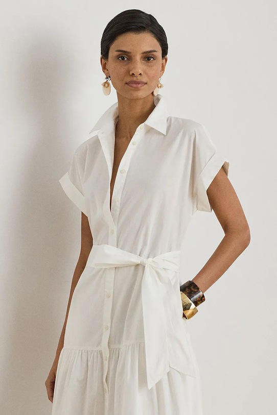 Oblačila Lauren Ralph Lauren srajčna obleka bombažna 200970821 bela