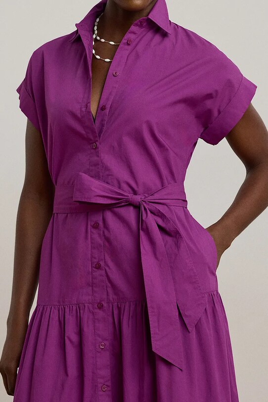 Lauren Ralph Lauren sukienka bawełniana fioletowy 200970821