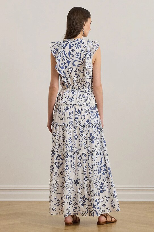 Хлопковое платье Lauren Ralph Lauren 200973595 белый AW25
