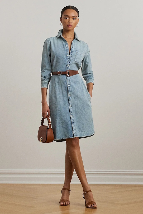 Платье Lauren Ralph Lauren длинный голубой 200976962