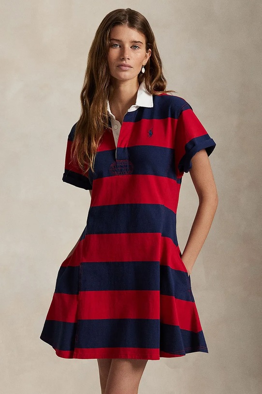 Odzież Polo Ralph Lauren sukienka bawełniana 211971761 czerwony