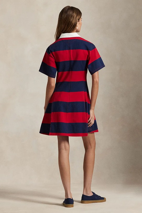 Polo Ralph Lauren sukienka rozkloszowana bawełniana 211971761 czerwony SS26