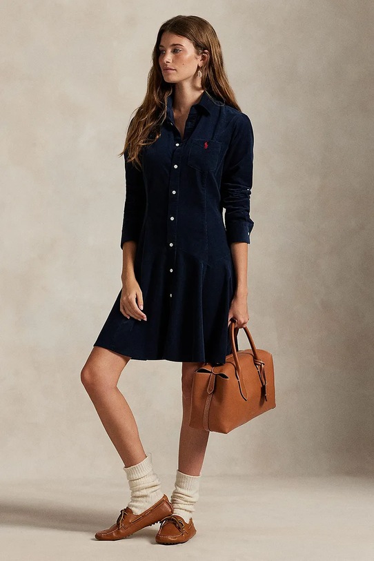 Хлопковое платье Polo Ralph Lauren casual тёмно-синий 211972069