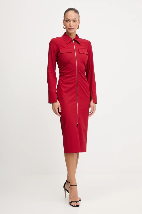 Patrizia Pepe rochie din bumbac fixat rosu 8A1538.A391