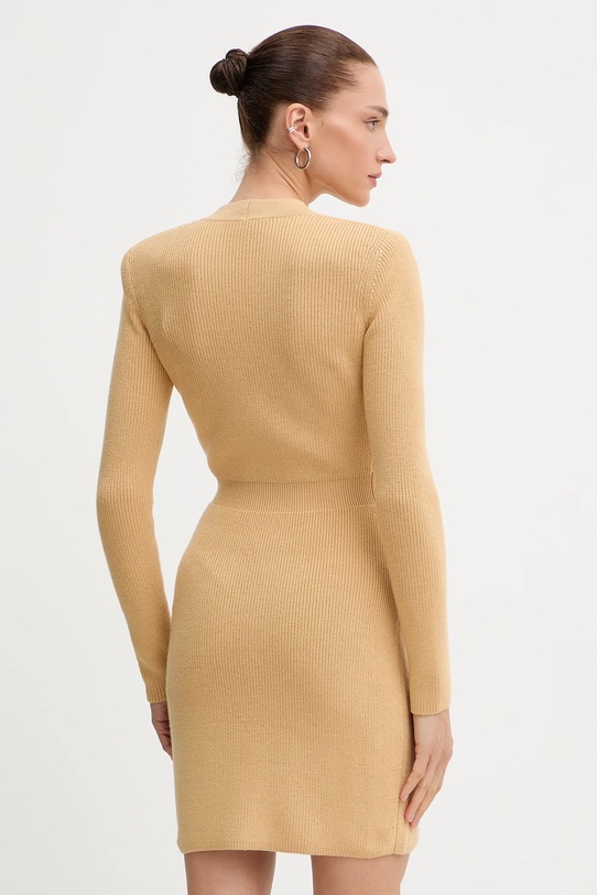 Odzież Elisabetta Franchi sukienka z dodatkiem wełny AM04S56E2 beżowy