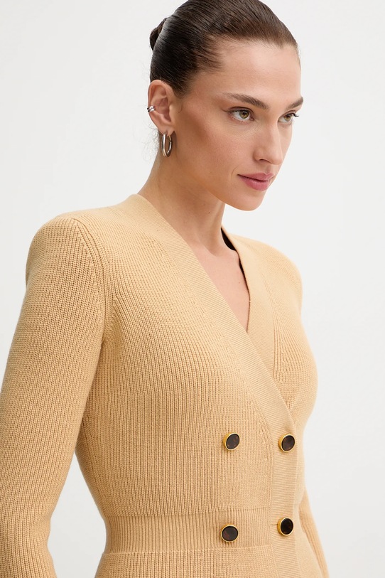 Elisabetta Franchi sukienka z dodatkiem wełny beżowy AM04S56E2