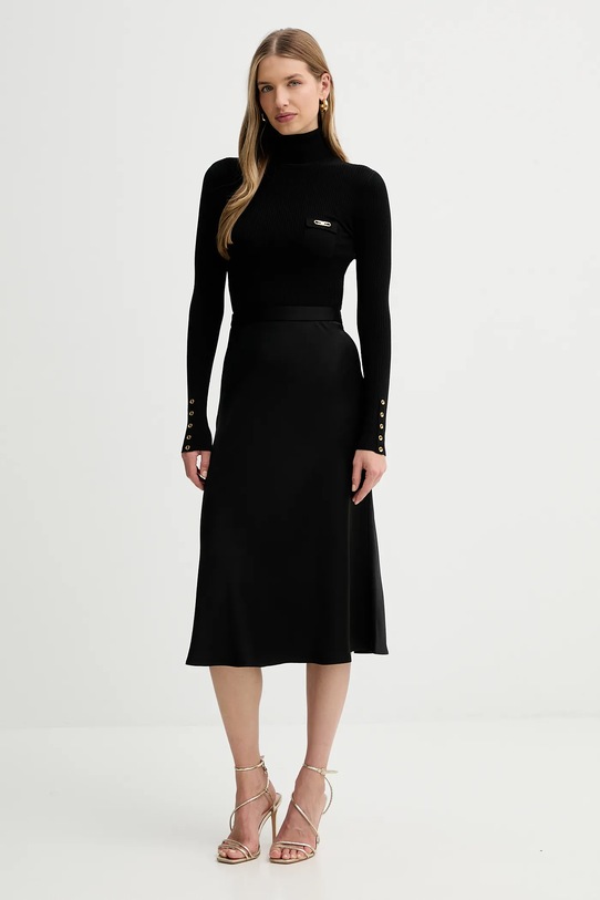 Elisabetta Franchi sukienka z dodatkiem jedwabiu casual czarny AM06B56E2